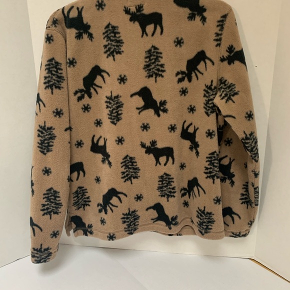 Diagonal Fleece with Reindeer size L Women’s Jacket - Picture 3 of 10